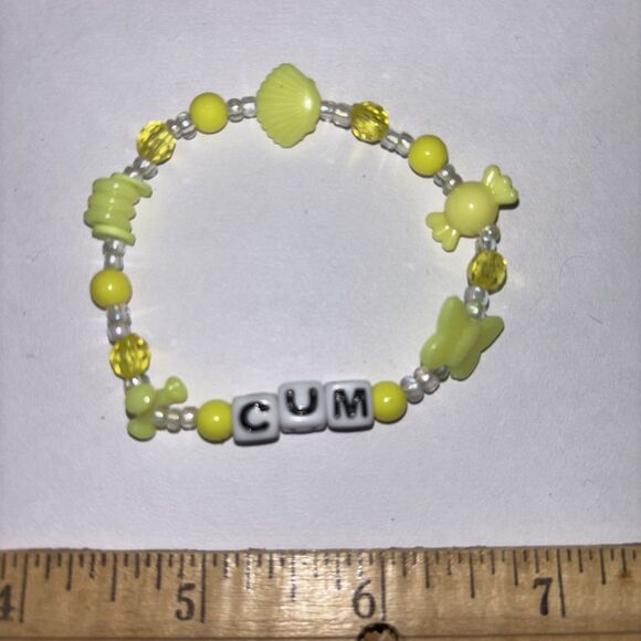 Multicolor “C*m” Bracelet Adult Humor Beaded Handmade Naughty Accessories - Picture 2 of 3